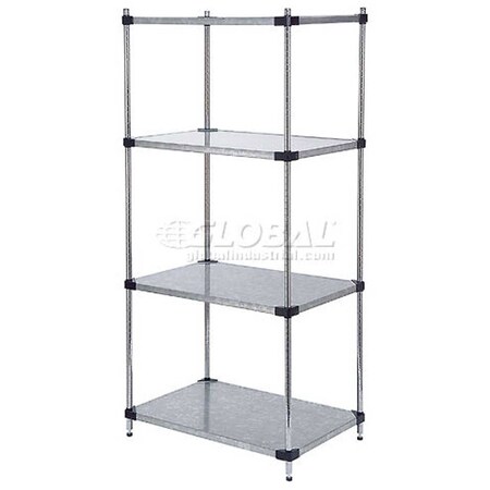 Nexel 5 Tier Solid Galvanized Steel Shelving Starter Unit, 60W x 24D x 63H 24606SZ5